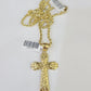 Real 10k Gold Rope Chain Jesus Cross Charm Pendant SET Necklace 3mm 20"-30" Inch