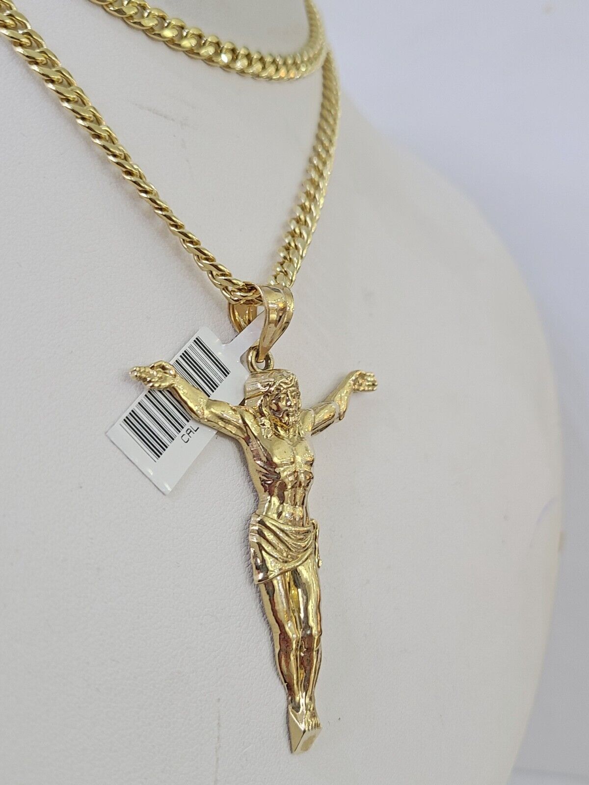 Real 10k Miami Cuban Chain Jesus Charm 4mm Yellow Gold Necklace Pendant 18"-26"