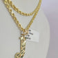 10k Gold Initial J Charm Rope Chain 16"-26" 2.5mm SET Necklace Alphabet Pendant