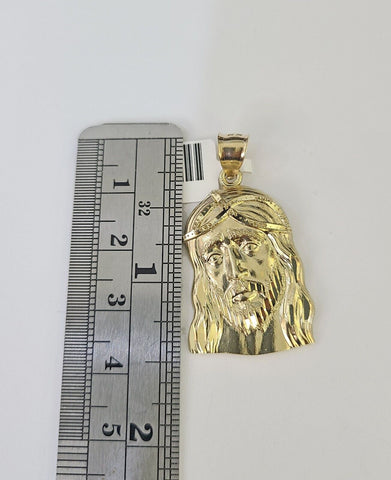 10k Gold Byzantine Necklace Jesus Head Charm 18-28 inch 3mm SET Chain Pendant