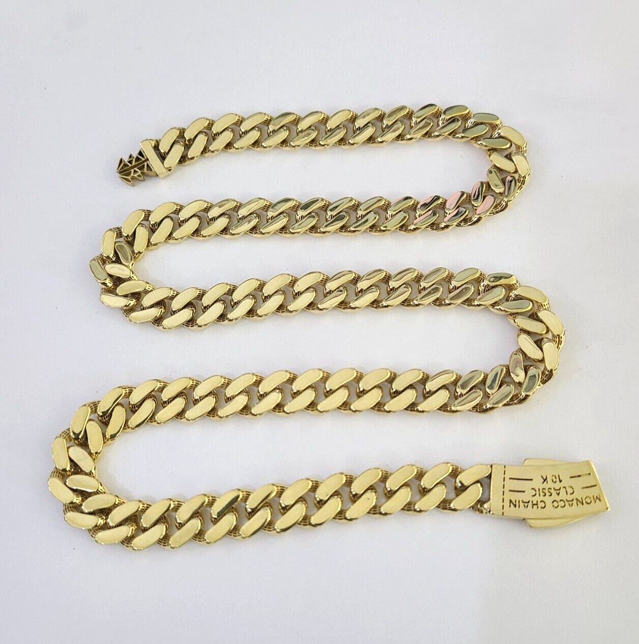 Real 10K Royal Monaco Chain Box Clasp 11mm Gold Necklace 10Kt 24" Genuine