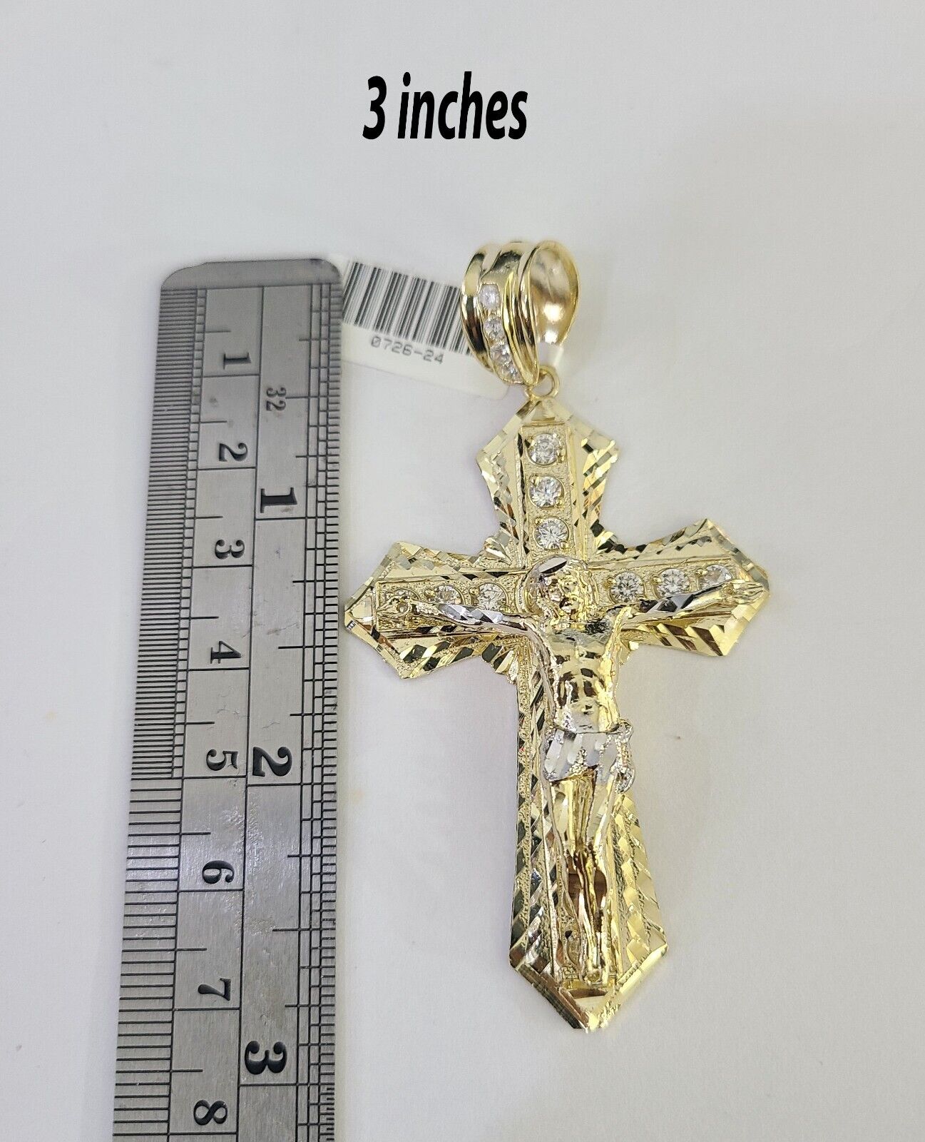 10k Jesus Cross Charm Pendant Yellow Gold Men Women 4" 3" 2"