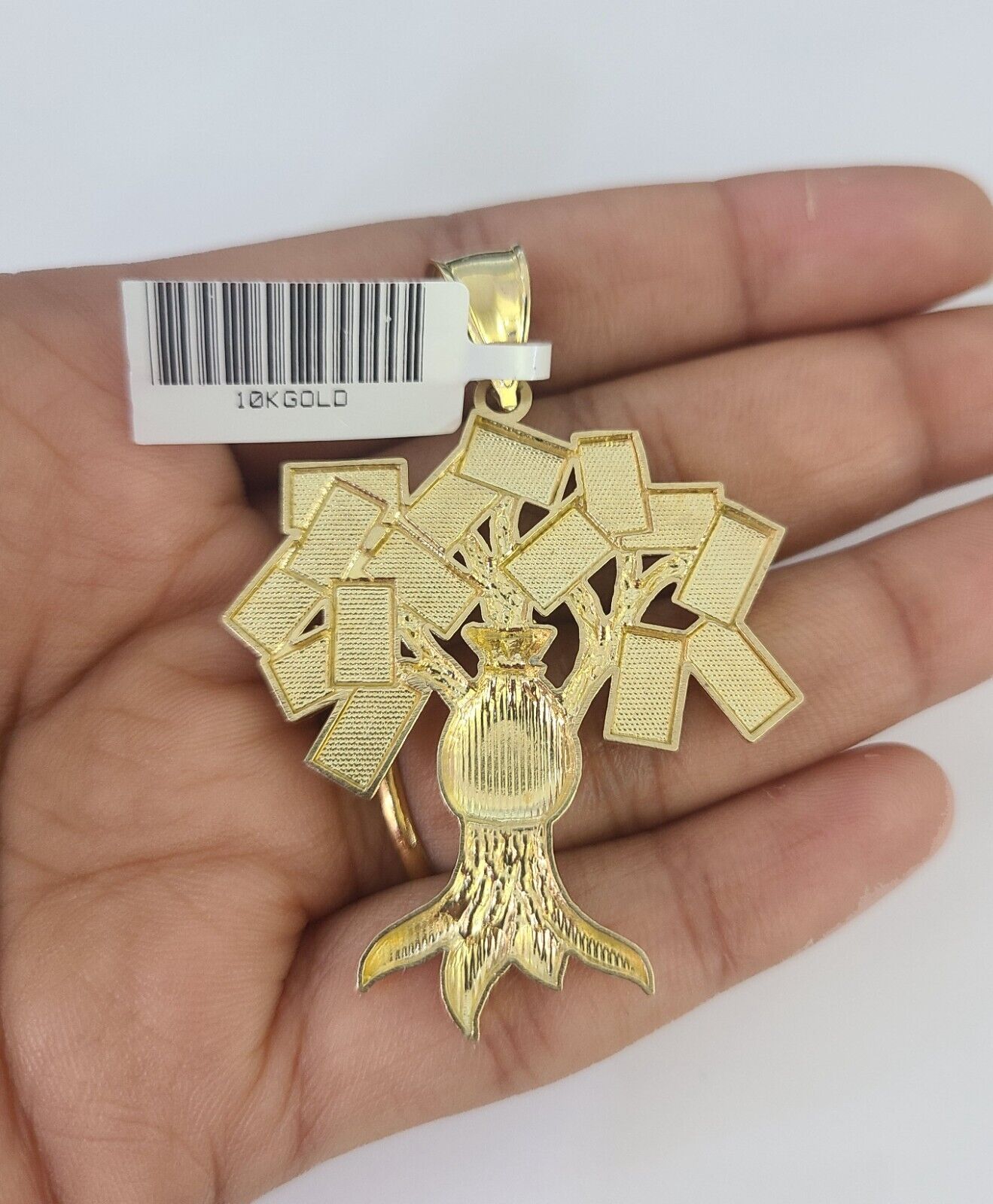 10K Franco Chain Money Tree Pendant Charm Necklace 20"-28" 4mm Yellow Gold SET