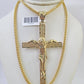 10K Franco Chain Jesus Crucifix Cross Pendant Charm Necklace 20"-26" 3mm Gold