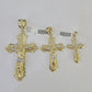 10k Jesus Cross Charm Pendant Yellow Gold Men Women 4" 3" 2"