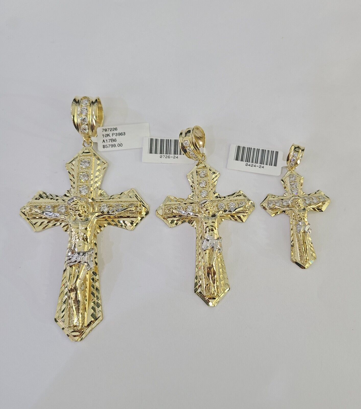 10k Jesus Cross Charm Pendant Yellow Gold Men Women 4" 3" 2"