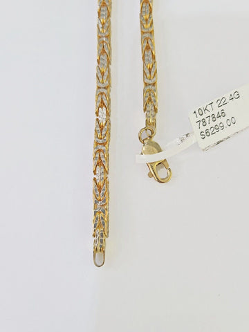 10K Yellow Gold Turkish Byzantine Link Bracelet 4mm 9" inch Real Genuine