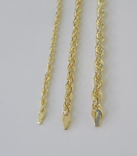 Real 10k Yellow Gold Solid Rope Chain Necklace 4mm 5mm 6mm 20-30 Inch Men Women