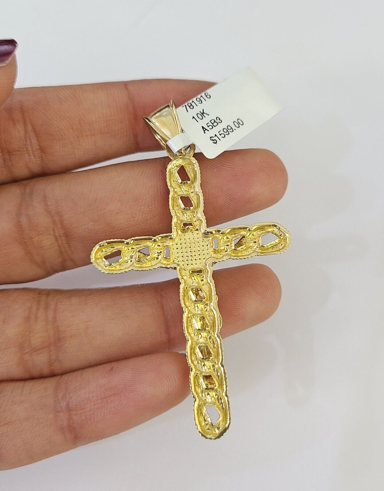 10K Franco Chain Jesus Cross Pendant Charm Necklace 20"-26" 3mm Gold Yellow SET