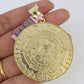 Real 14k Solid Chain Mayan Calendar Charm Set Miami Cuban Link 6mm Necklace