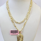 14k Solid Figaro Chain Jesus Head Pendant Gold 4mm 18-28 inch SET Necklace