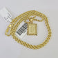 10k Gold Initial U Charm Rope Chain 16"-26" 2.5mm SET Necklace Alphabet Pendant