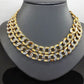 Real 10k Gold Cuban Curb Link Chain 10mm 24 Inch Two-tone Diamond Cut Necklace