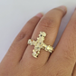 REAL 10K Gold Jesus Cross Nugget Ring Band Style Rings 10Kt Yellow