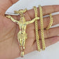 10K Franco Chain Jesus Pendant Charm Necklace 20"-28" 4mm Gold SET Yellow