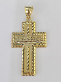 10k Real Last Supper Cross Charm Pendant Yellow Gold Men Women Diamond cuts 2"