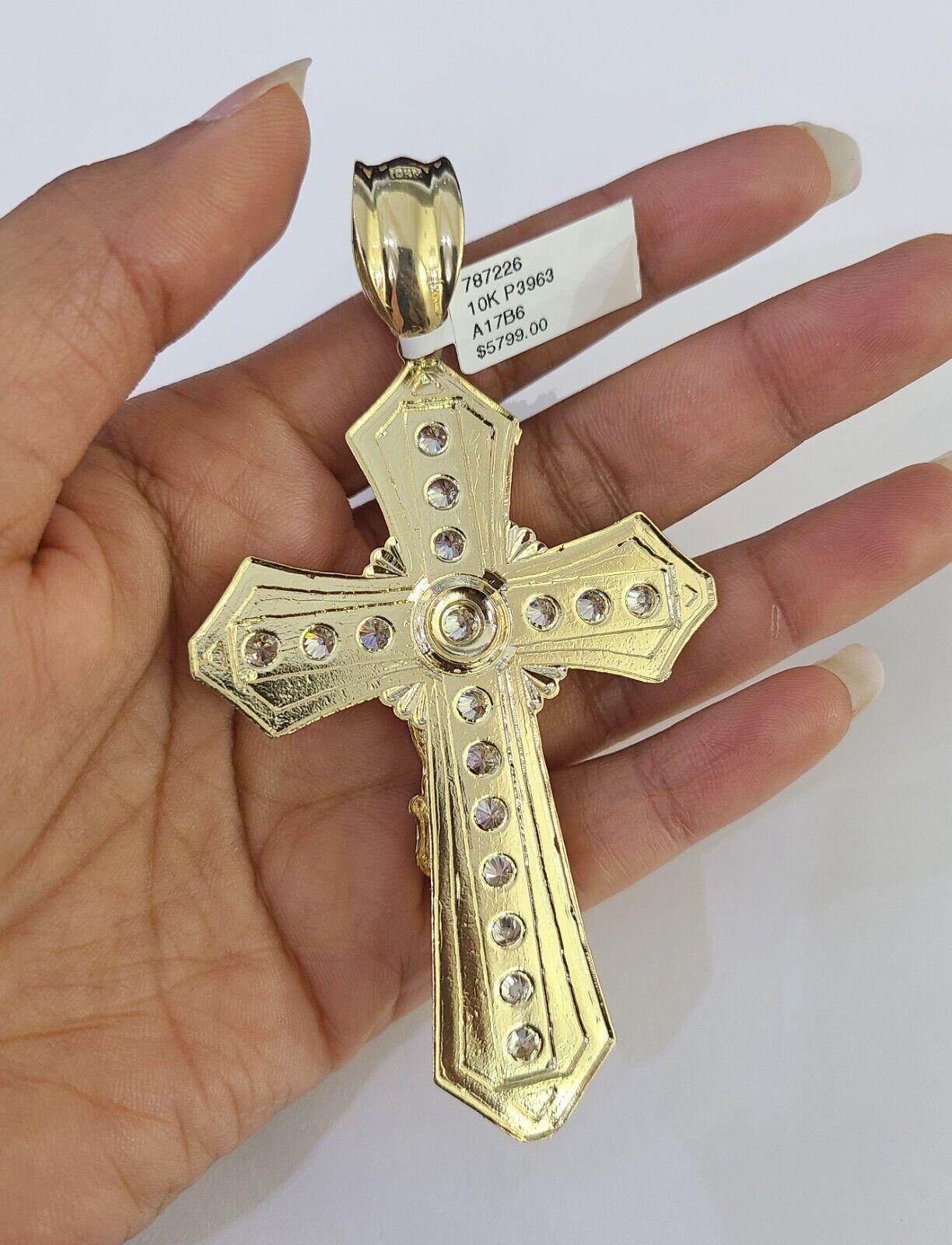 14k Jesus Cross Charm Pendant Yellow Gold Men Women 4" 3" 2"