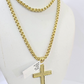 Real 10k Gold Plain Cross Byzantine Chain Necklace 3mm 20" SET 10kt Genuine