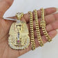 10K Miami Cuban Link Chain Pharaoh Pendent Charm 6mm 20"-30" Necklace