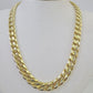 Real 14K Miami Cuban Link Chain Necklace Yellow Gold 24 inch 11mm Mens Hollow