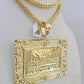 10K Franco Chain Last Supper Pendant Charm Necklace 20"-26" 5mm Yellow Gold SET