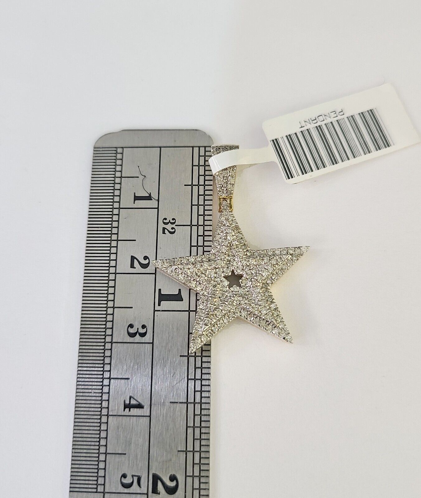 10K Real Diamond Star Emoji Charm 1.25 Inch Emoji Pendant 10kt Yellow Gold