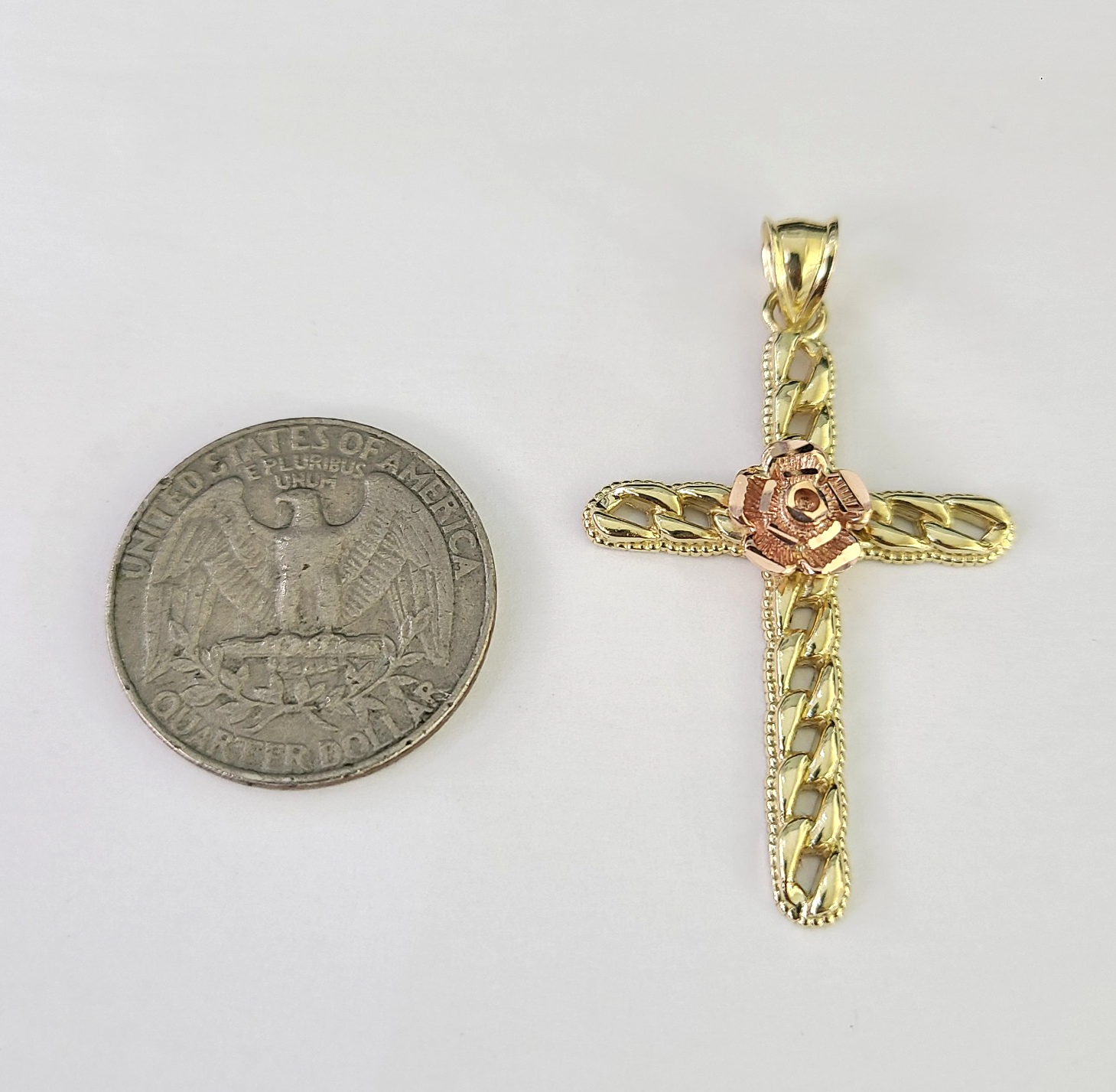 10k Jesus Cross Charm Miami Cuban Chain Pendant Set 5mm 18"28" Necklace Gold