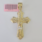 14k Jesus Christ CZ Cross Charm Pendant Yellow Gold REAL Genuine