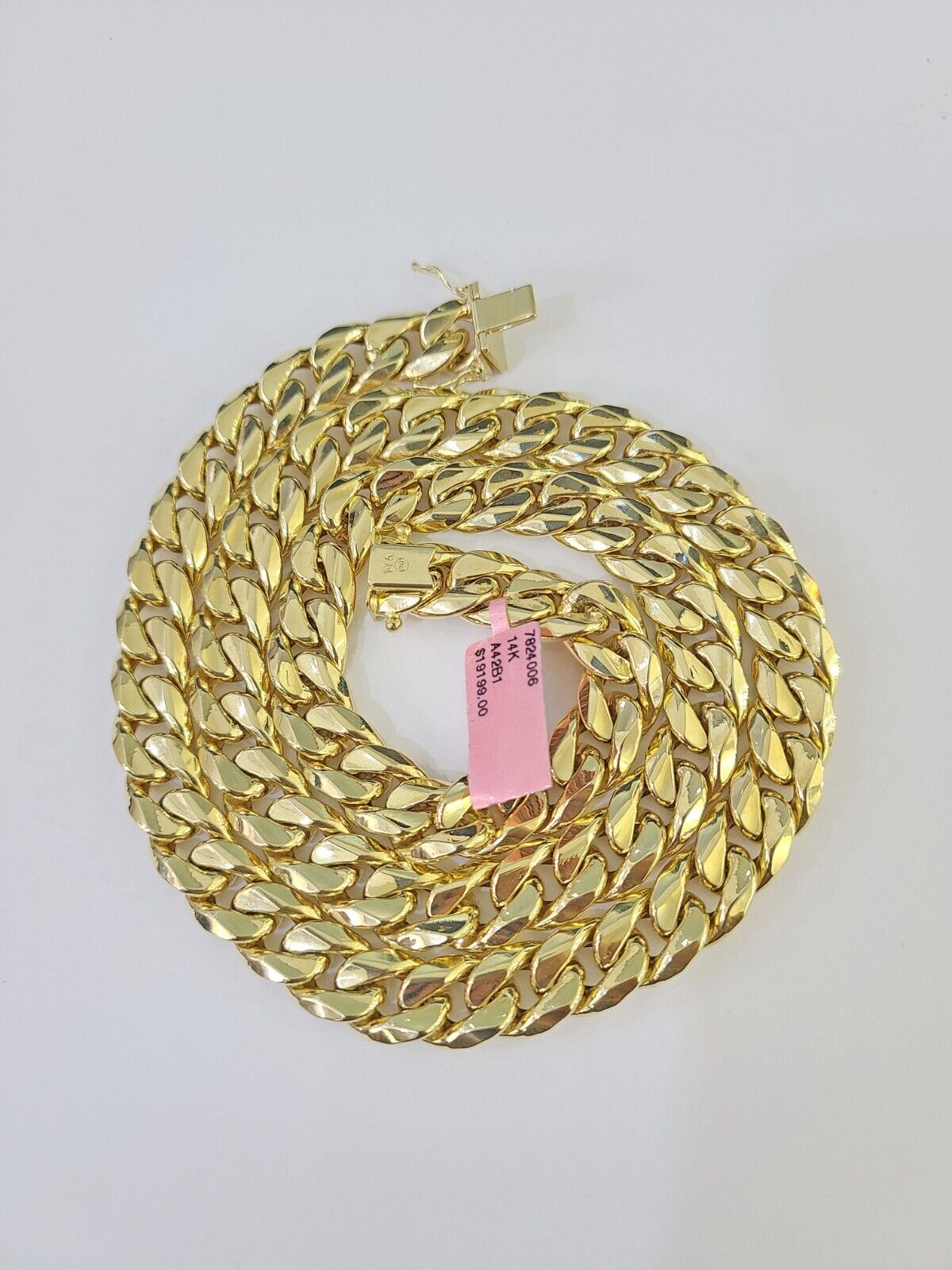 Real 14K Miami Cuban Link Chain Necklace Yellow Gold 24 inch 11mm Mens Hollow