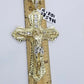 Men 10k Real Yellow Gold Rope Chain 24" Crucifix Cross Charm Diamond cut Set