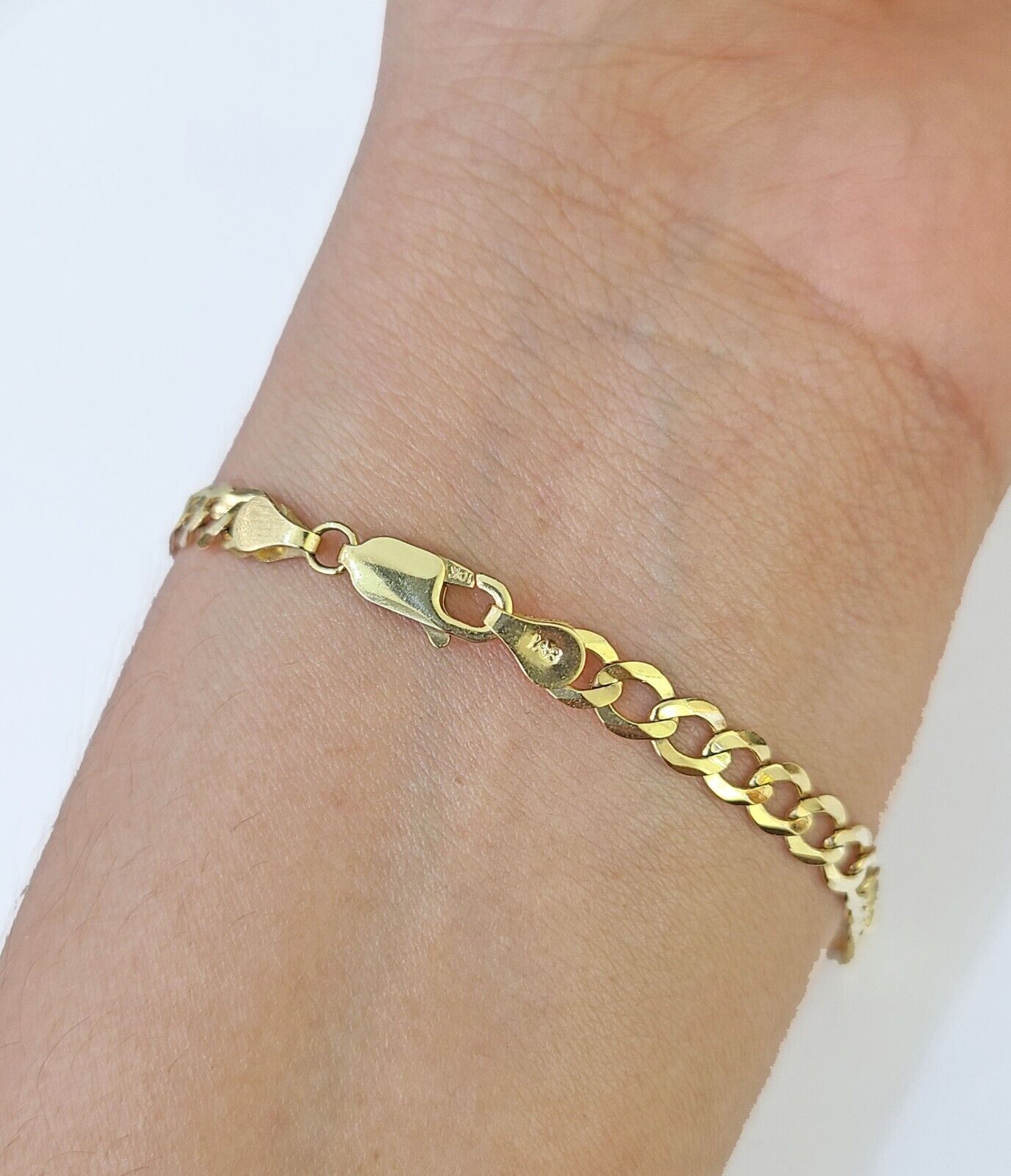 10k Yellow Gold Cuban Link ID Bracelet 8" 6mm Lobster Clasp Real 10Kt