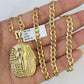 10k Gold Chain Pharaoh Charm Solid Cuban Curb 5mm 18"-28" Inch SET Necklace