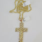 10k Solid Rope Chain Jesus Cross Charm Set 4mm 20"-28" Necklace Gold Yellow