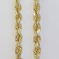 45671214K Yellow Gold 5mm Rope Chain 22" Diamond cut necklaceend Free Shipping13