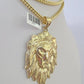 10K Franco Chain Lion Pendant Charm Necklace 20"-28" 4mm Gold SET Yellow