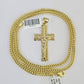 10K Franco Chain Jesus Cross Pendant Charm Necklace 20"-26" 3mm Gold Yellow SET