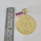 Real 14k Solid Chain Mayan Calendar Charm Set Miami Cuban 6mm Necklace Gold