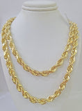 10K Real Solid Yellow Gold Rope Chain Necklace 7mm Length 18" 20" 22" 24" 26" 28