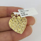 10k Solid Gold Cuban Curb Chain Hearts Pendant 2mm 18"-24" SET Necklace