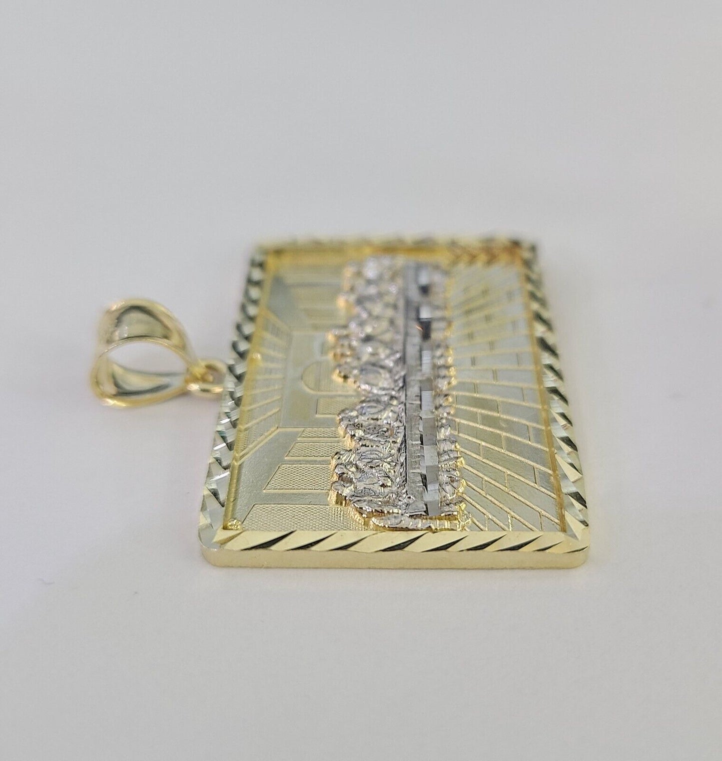 Real 10k Last Supper Pendant Charm Yellow Gold 1.25" Diamond Cut Genuine