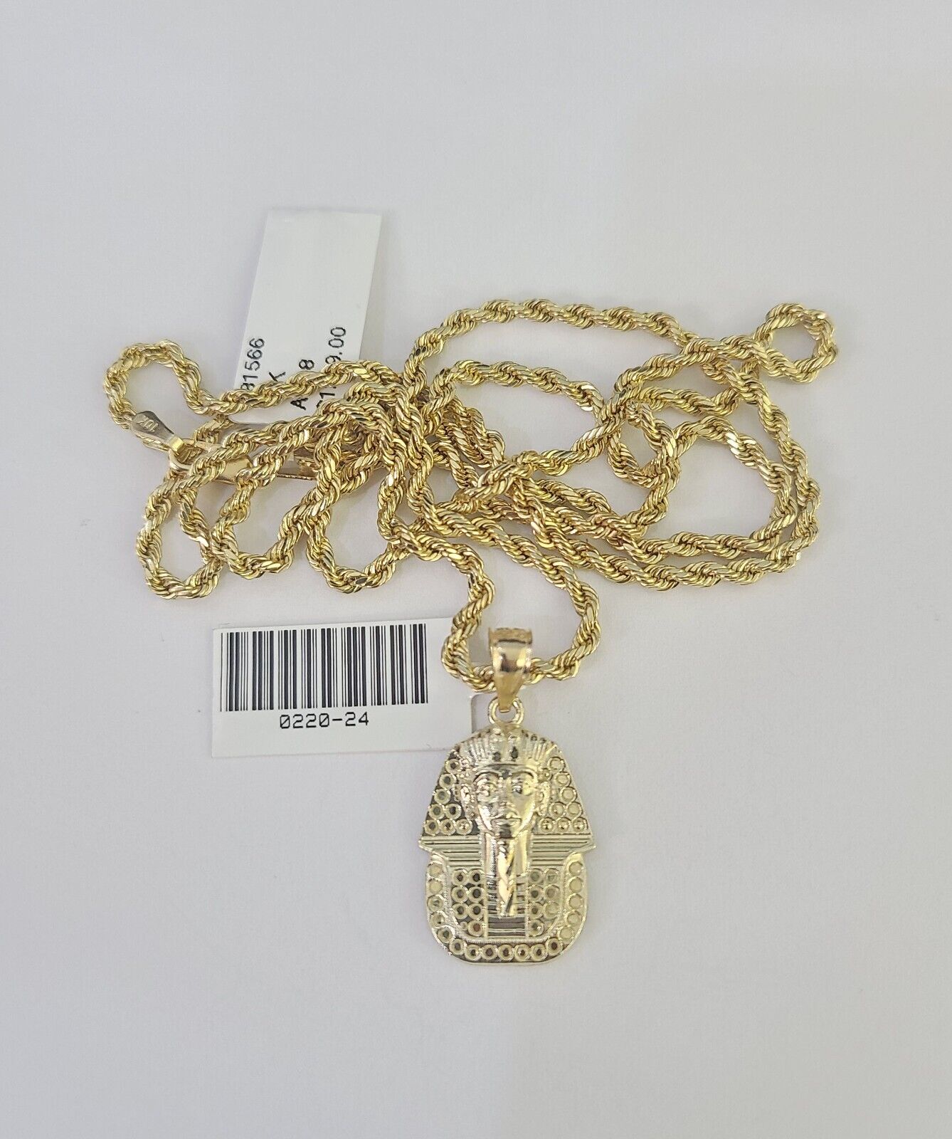 10k 2.5mm Rope Chain Pharaoh Pendant 18"-30" Yellow Gold Set Charm Necklace