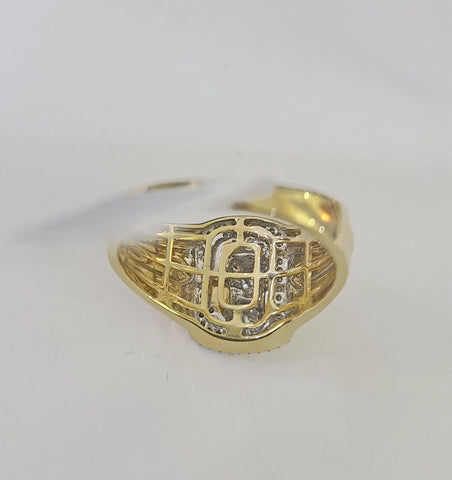 Real 10k Diamond Mens Ring Saint Jude Band Yellow Gold Casual Genuine Natural