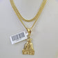 10K Gold Miami Cuban Chain Everybody Eats 18"-28" 3mm Pendant Necklace SET Charm