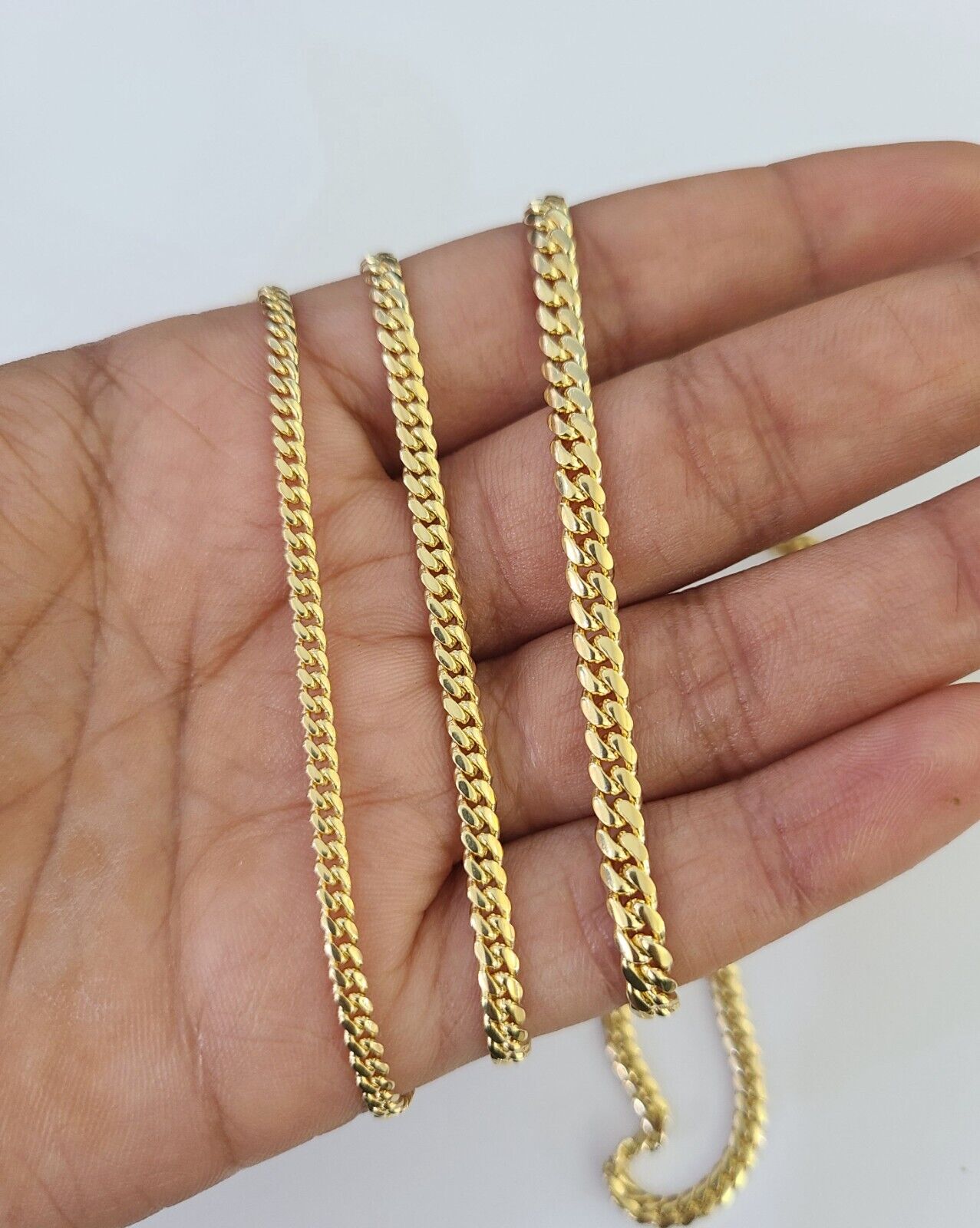 18k Real Solid Miami Cuban Chain Gold 2.5mm 3mm 4mm 24" Inches Genuine Necklace