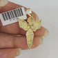 10K Gold Miami Cuban Chain Praying Angel Charm 18"-30" 3mm REAL Pendant