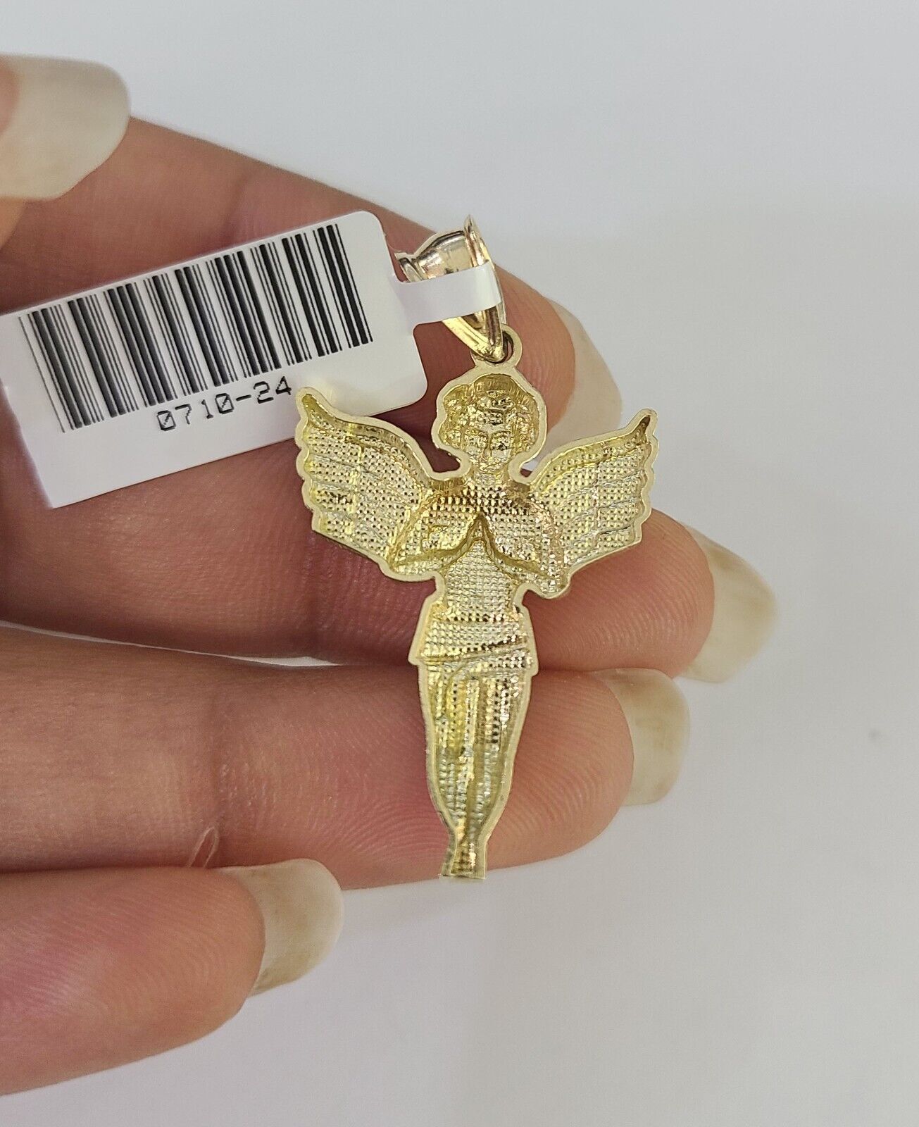 10K Gold Miami Cuban Chain Praying Angel Charm 18"-30" 3mm REAL Pendant