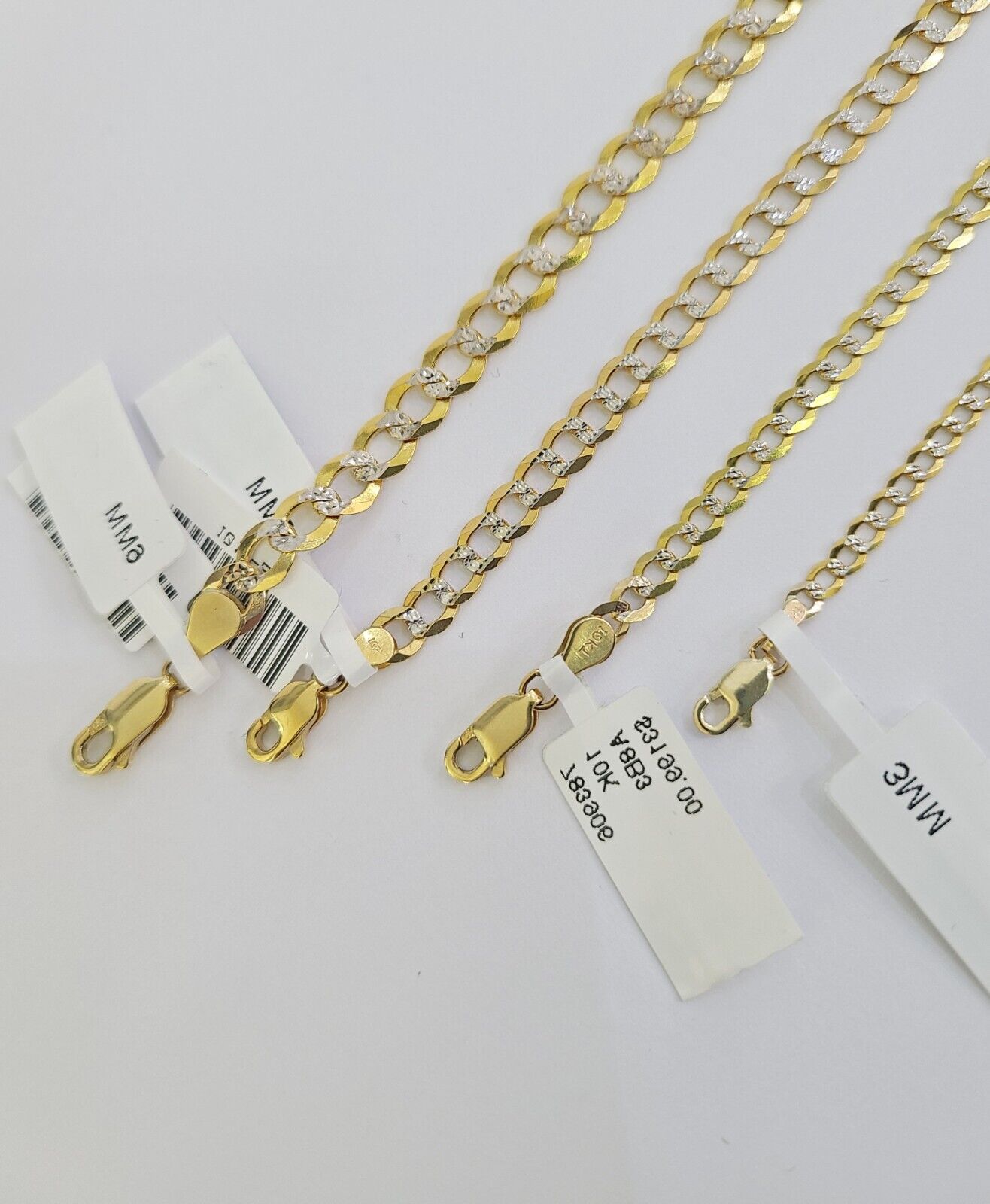 10k Gold Cuban Curb Necklace Chain 3mm-6mm 18-28 Inches 10kt Yellow Diamond Cuts