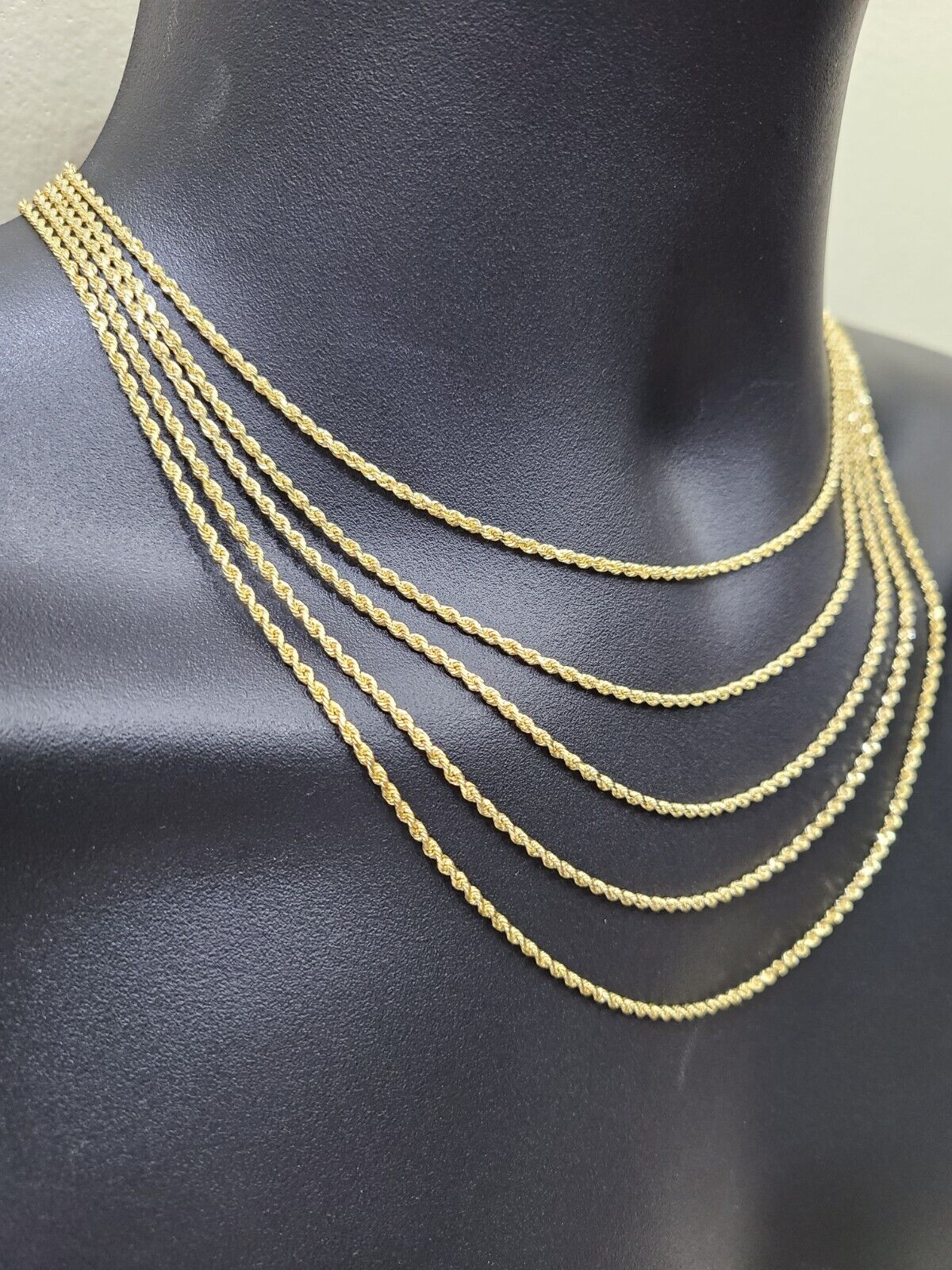 18k Yellow Gold Rope Chain 2mm 16"-24" Inch Real Gold 18kt All Sizes