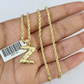 10k Gold Initial Z Charm Rope Chain 16"-26" 2.5mm SET Necklace Alphabet Pendant