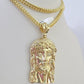 10K Franco Chain Jesus Head Pendant Charm Necklace 20"-28" 4mm Gold Yellow SET